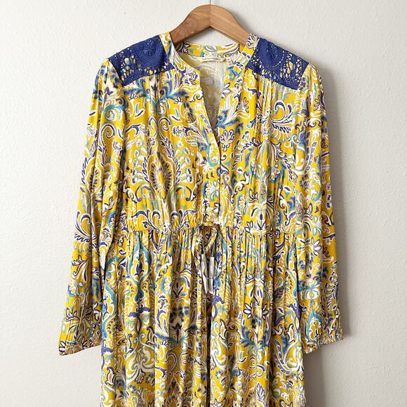 Soft Surroundings Mandisa Challis Lace Yoke Midi Dress Women's Size XL NEW - Picture 4 of 13